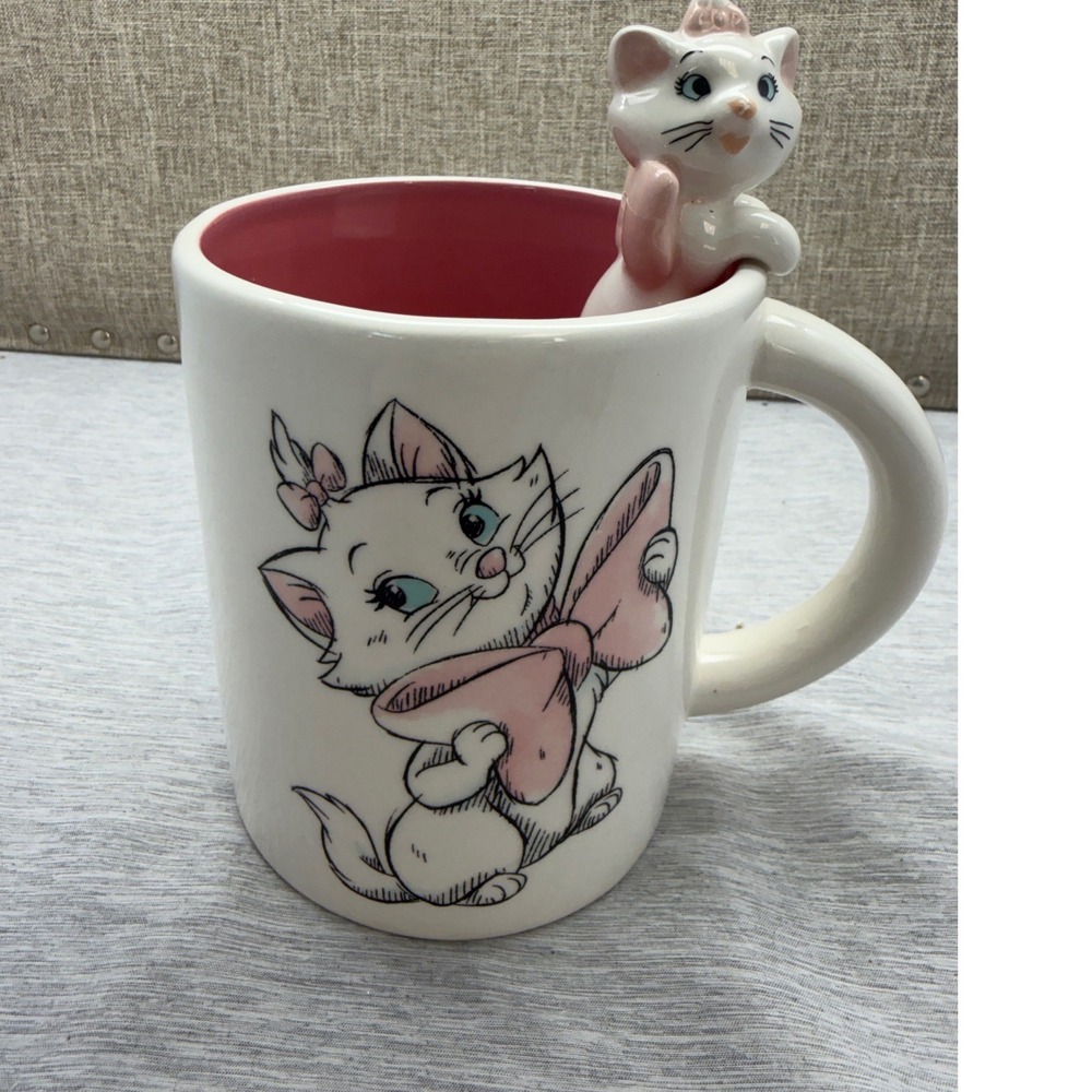 Disney The Aristocats Marie Bonjour Critter Mug 3D Sculpted Ceramic Pink White